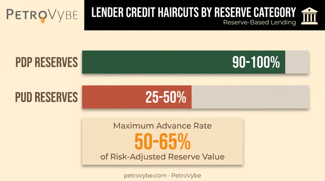 Reserve-based lending haircuts comparison across PDP and PUD reserve categories