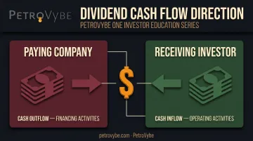 Dividend cash flow diagram showing company outflow versus investor inflow