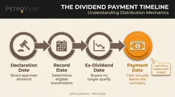 Timeline of four key dividend dates from declaration to payment