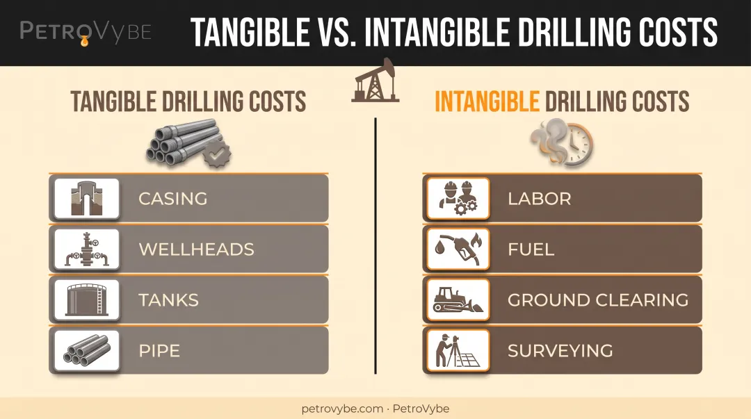 Tangible versus intangible drilling costs comparison chart for oil wells