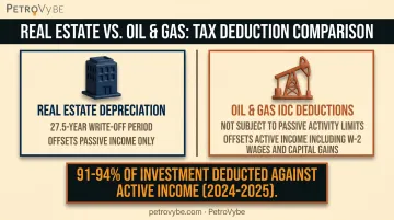 Real estate depreciation versus oil and gas IDC tax deduction comparison chart