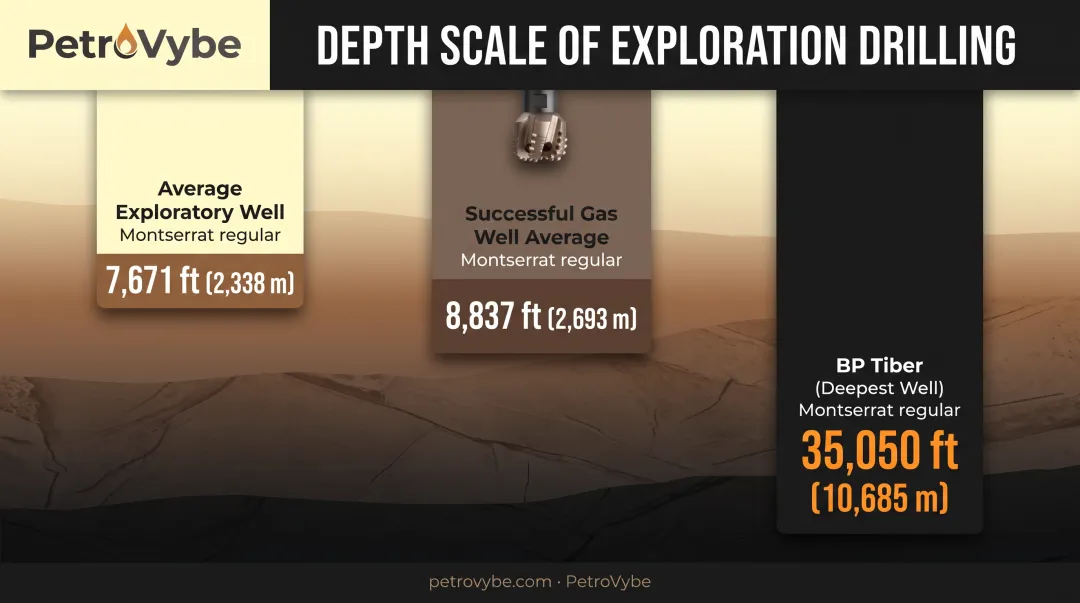 Exploration well depth comparison average versus deepest recorded well