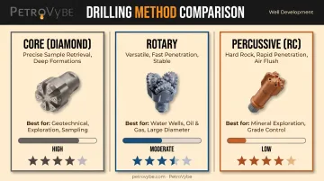 Core rotary and percussive drilling methods cost and quality comparison