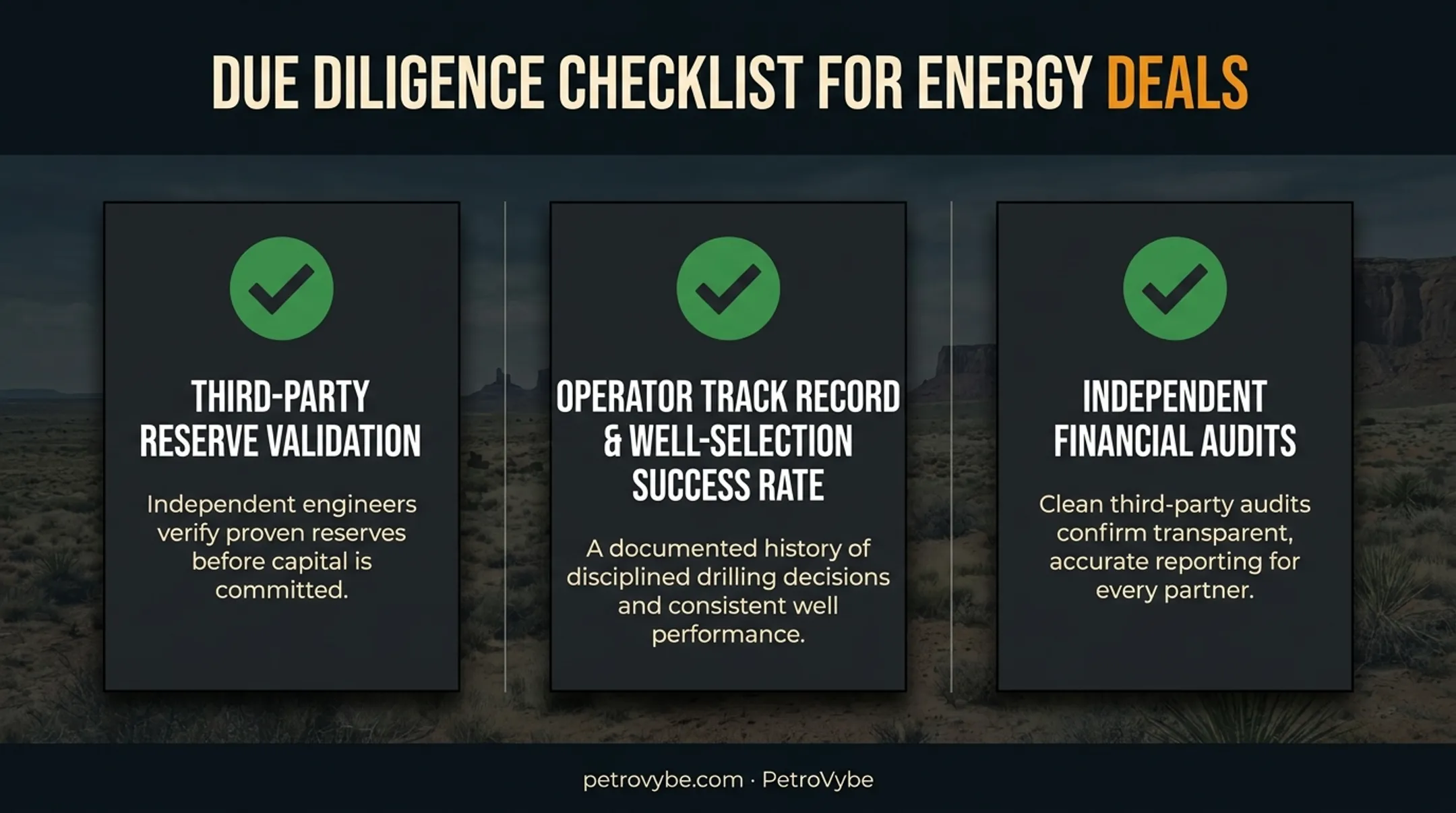 Energy investment due diligence checklist for reserve validation and operator track record