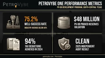 PetroVybe natural gas development key performance statistics overview