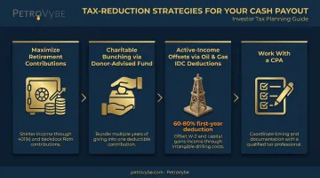 Four tax reduction strategies for cash acquisition windfall including oil and gas deductions
