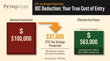 IDC tax deduction impact on effective investment cost for high-income oil investors at 37 percent bracket