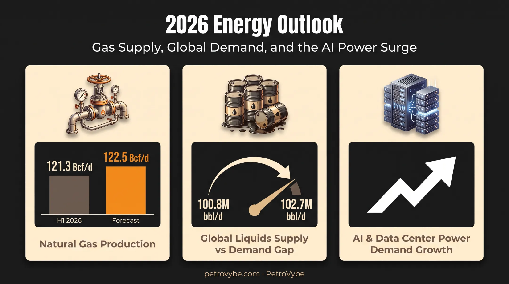 2026 US oil and gas supply demand statistics overview infographic