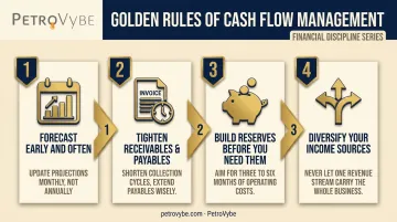 Four golden rules of cash flow management process infographic