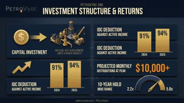Natural gas investment structure showing deduction percentages and projected returns