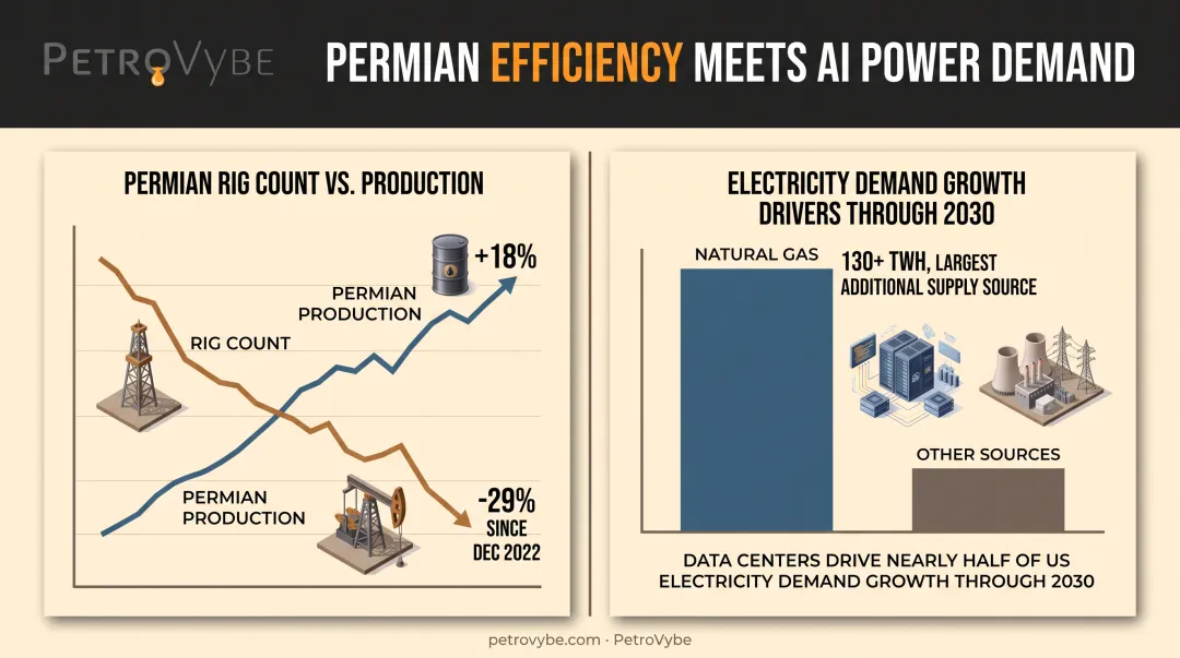 Rig productivity gains versus AI-driven electricity demand growth comparison