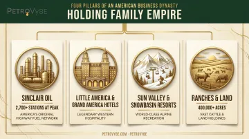 Four pillars of Holding family business empire overview infographic