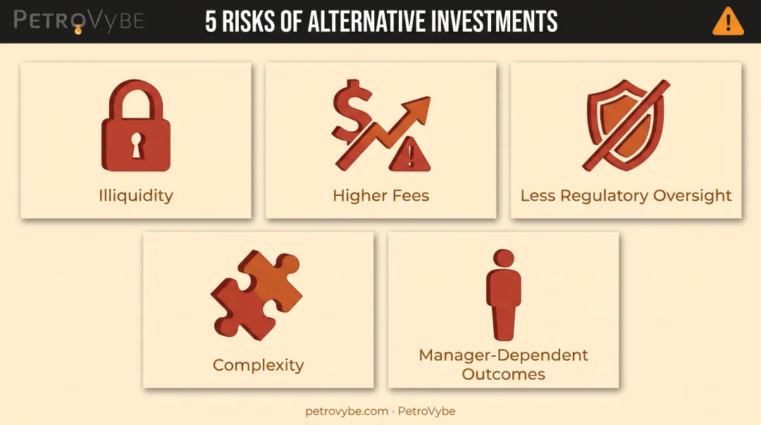 Five key risks of alternative investments including illiquidity and complexity