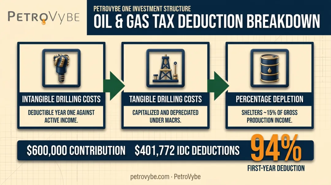 Three oil and gas tax deduction types IDC tangible depletion breakdown
