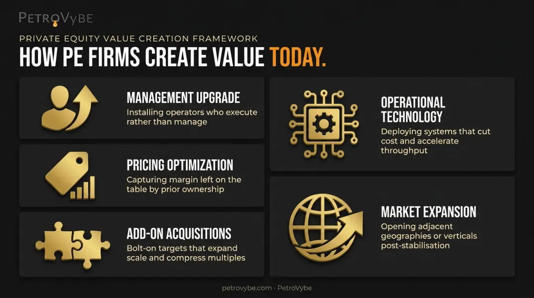 Five private equity value creation levers driving operating improvement and returns