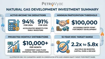 PetroVybe natural gas investment tax deductions and projected returns overview
