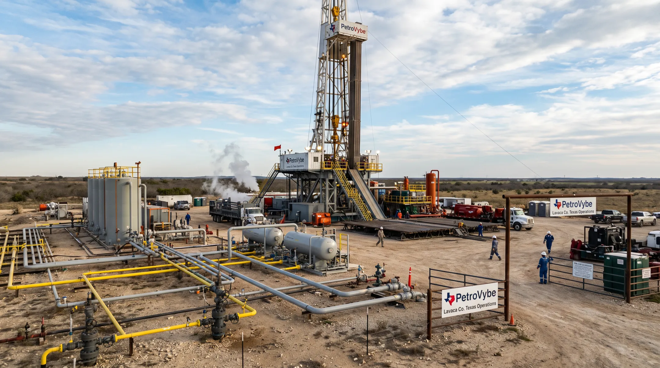 PetroVybe natural gas well development site in Lavaca County Texas