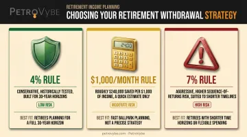 Comparison of 4 percent 7 percent and 1000 dollar retirement withdrawal rules