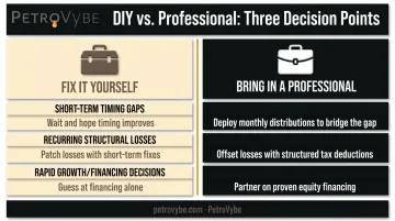 Fix it yourself versus hire a financial professional cash flow scenarios comparison