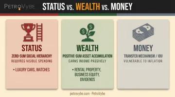 Status versus wealth versus money three-way comparison breakdown