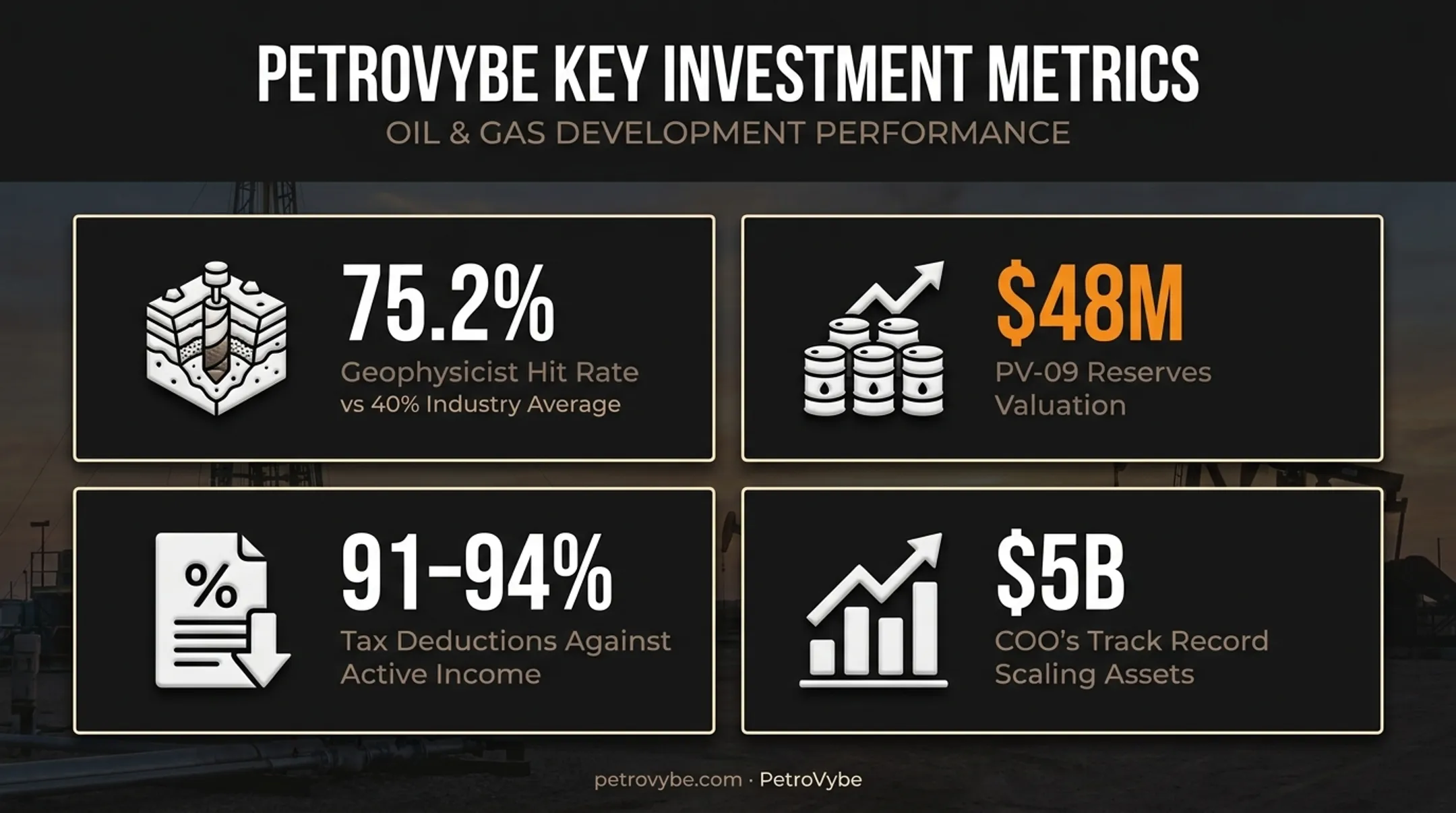 PetroVybe leadership credentials and investor tax benefit statistics breakdown