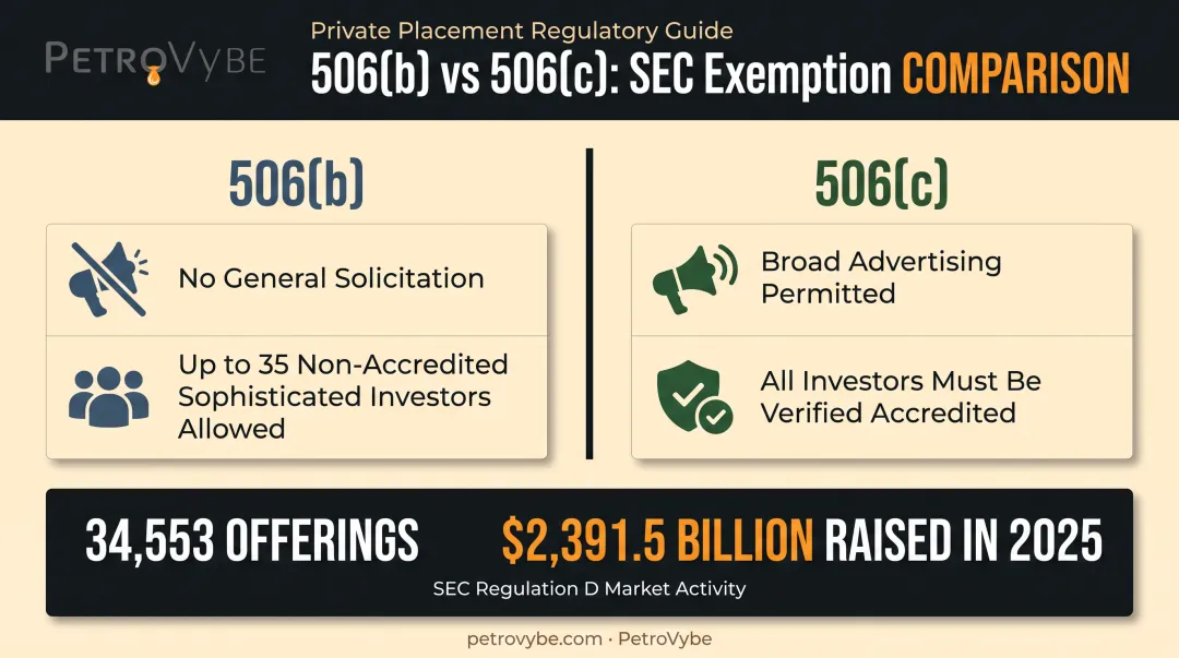 Regulation D 506(b) versus 506(c) requirements comparison chart