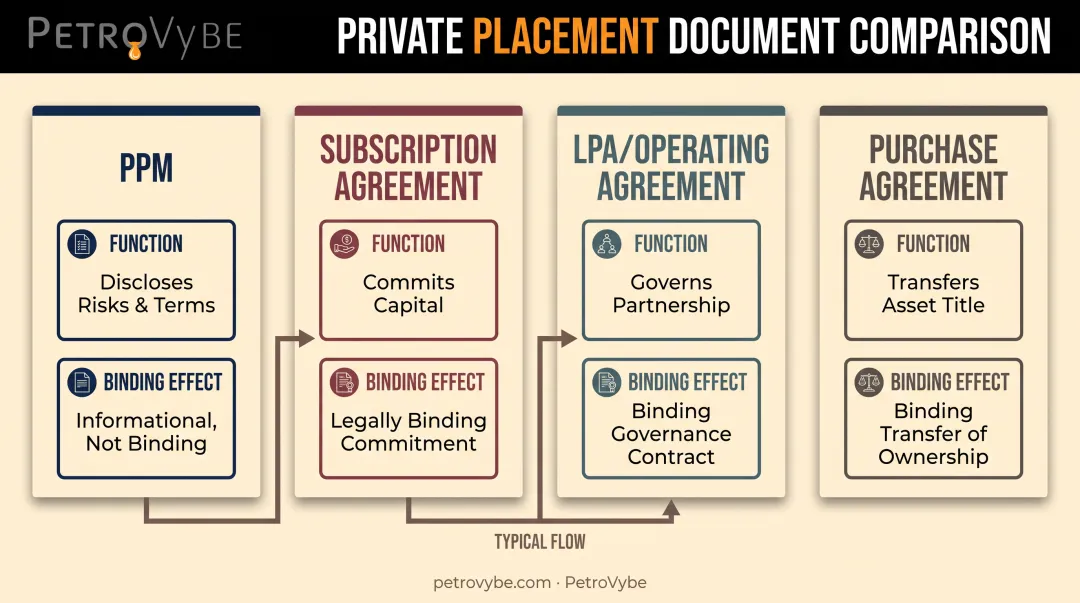 Comparison table of PPM subscription agreement LPA and purchase agreement
