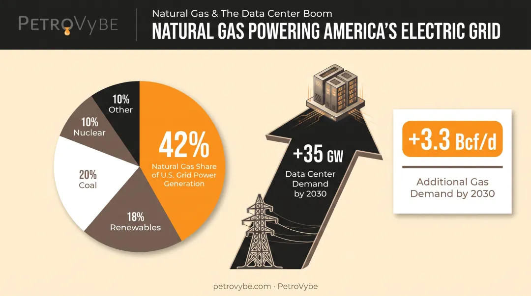 Natural gas demand growth from data centers and grid power by 2030