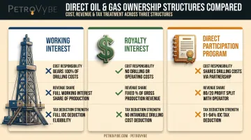 Working interest royalty interest and DPP oil ownership structures comparison