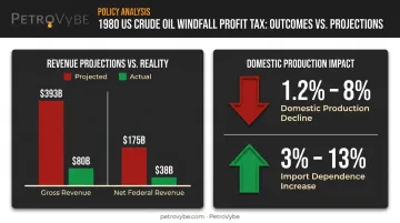 1980 US Crude Oil Windfall Profit Tax projected versus actual revenue and production impact