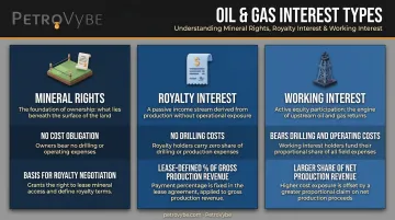 Oil and gas three interest types mineral rights royalty interest working interest comparison table