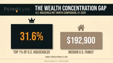 US wealth inequality comparison top 1 percent versus median household net worth