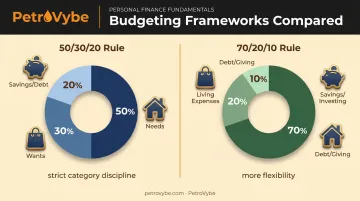 50/30/20 versus 70/20/10 budgeting rule allocation comparison chart