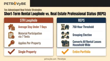 STR loophole versus REPS real estate professional status comparison chart
