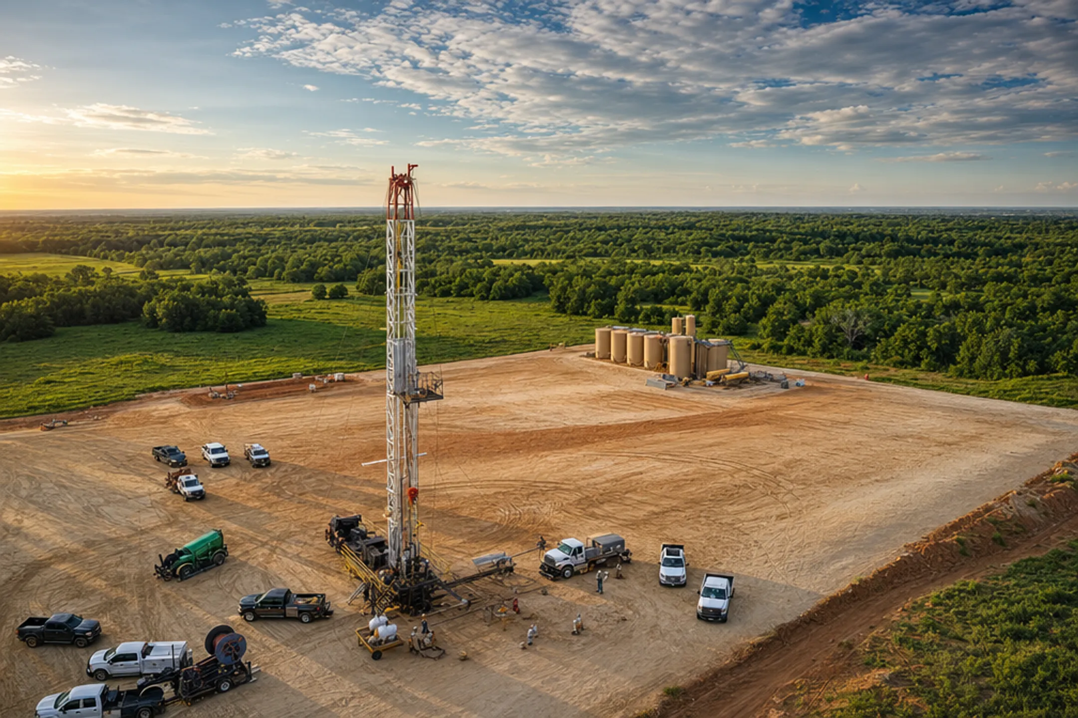 Oil and gas drilling rig representing direct working-interest energy investment
