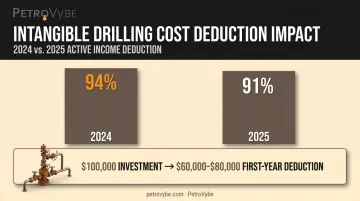 PetroVybe IDC tax deduction rates comparing 2024 and 2025 active income offset
