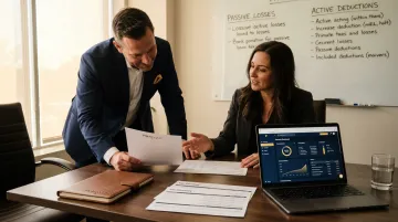 High-income earner reviewing active income deduction investment strategy with financial advisor