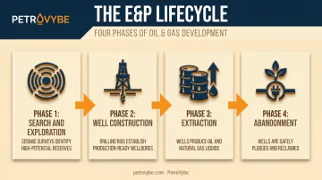 4-phase petroleum exploration and production lifecycle flow diagram