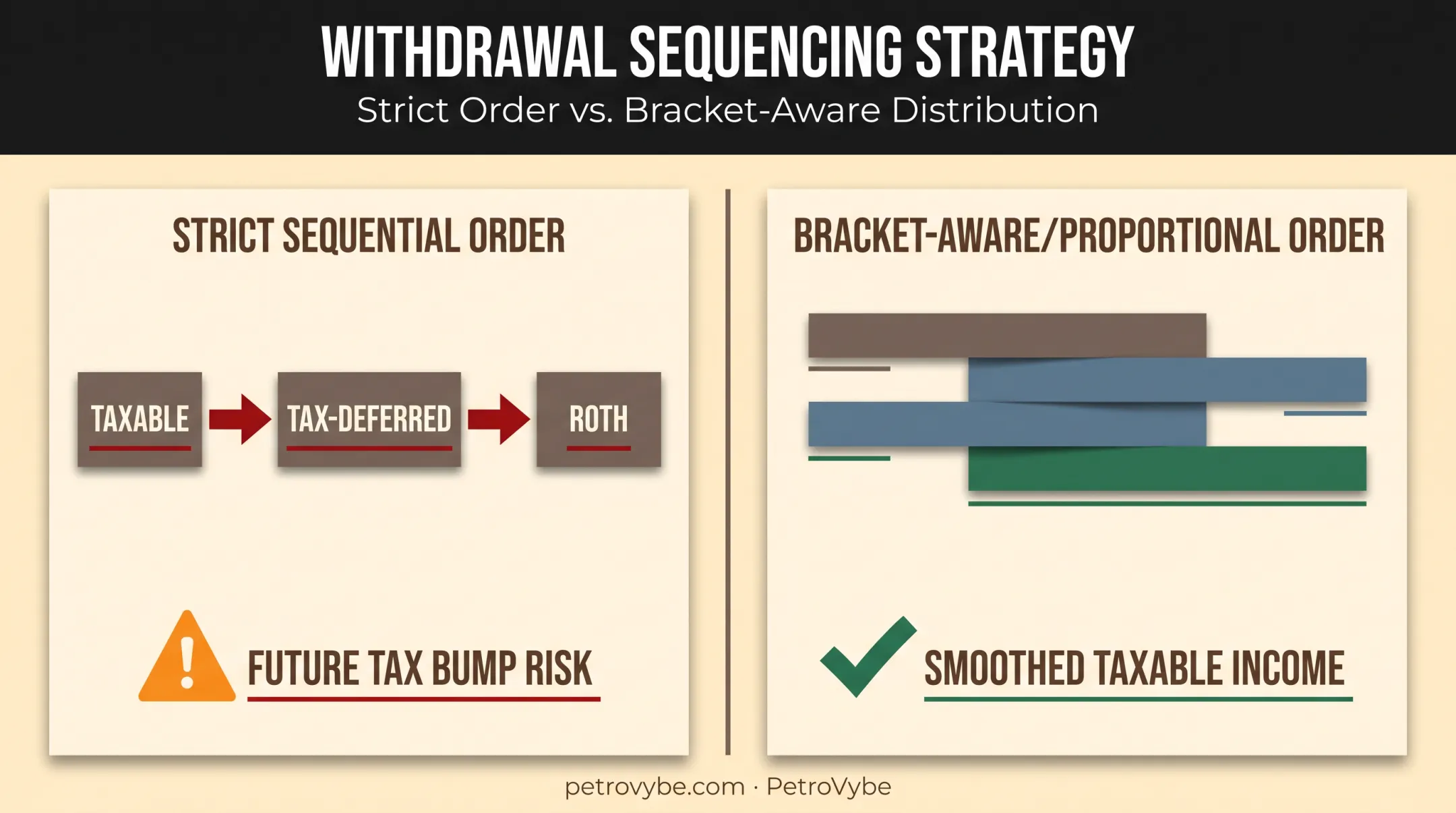 Sequential versus bracket-aware withdrawal strategy comparison for retirees