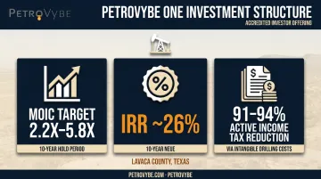 PetroVybe ONE natural gas investment returns and tax benefit metrics