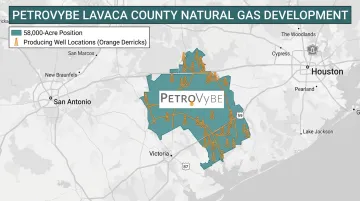 PetroVybe Lavaca County natural gas development project acreage and producing wells