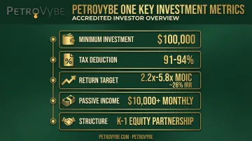 Natural gas development investment structure showing returns and tax advantages breakdown