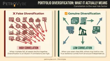 False versus genuine diversification correlation comparison side-by-side infographic