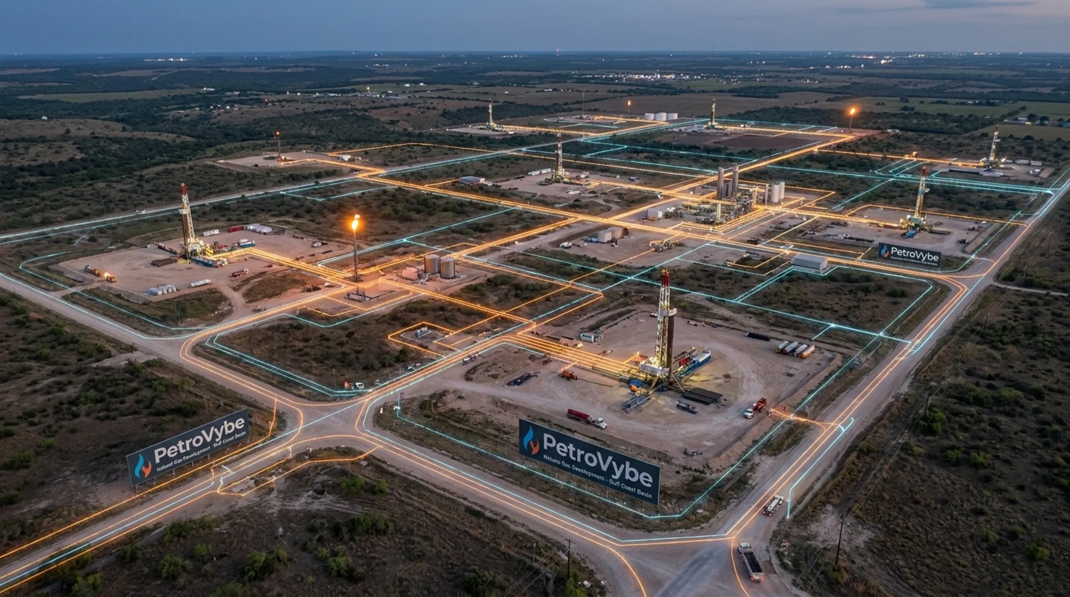 PetroVybe Lavaca County natural gas development site with active drilling operations