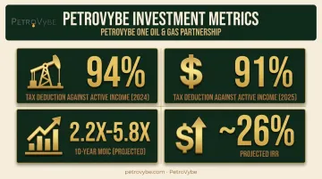 PetroVybe natural gas investment tax deduction and return metrics breakdown