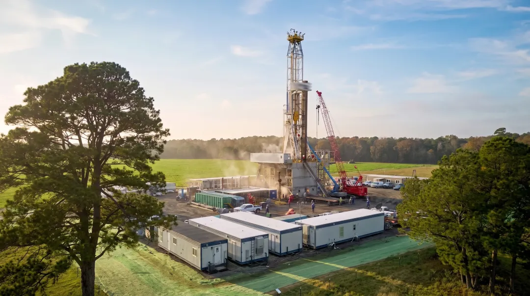 Natural gas drilling rig operating at South Texas development site
