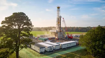 Natural gas drilling rig operating at South Texas development site