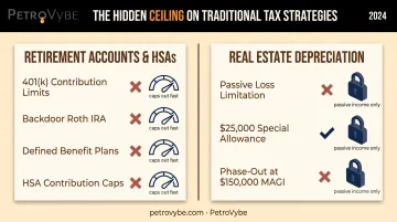 Comparison of retirement accounts versus real estate depreciation tax shelter limits
