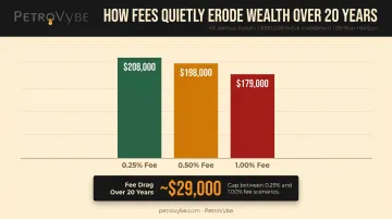 Fee impact on 100000 investment growth over 20 years at three expense ratio levels