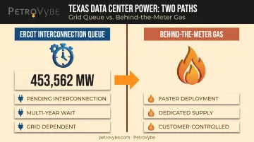 ERCOT interconnection queue versus behind-the-meter gas power comparison
